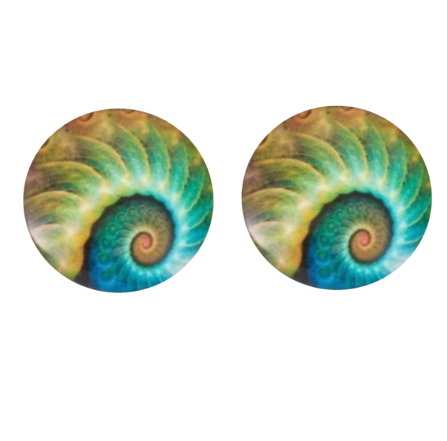 Clip oorbellen fossiel  groen 2.5 cm