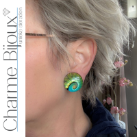 Clip oorbellen fosiel groen 2.5 cm
