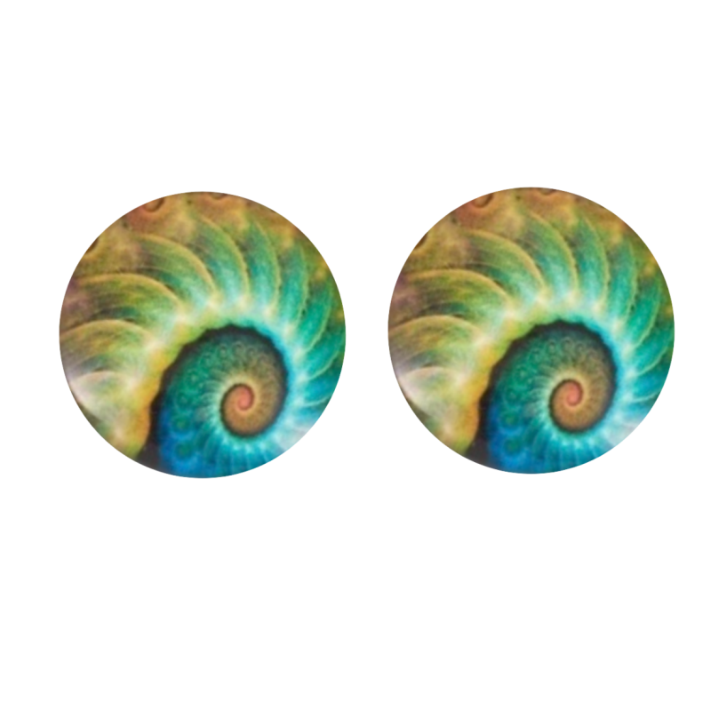 Clip oorbellen fosiel groen 2.5 cm