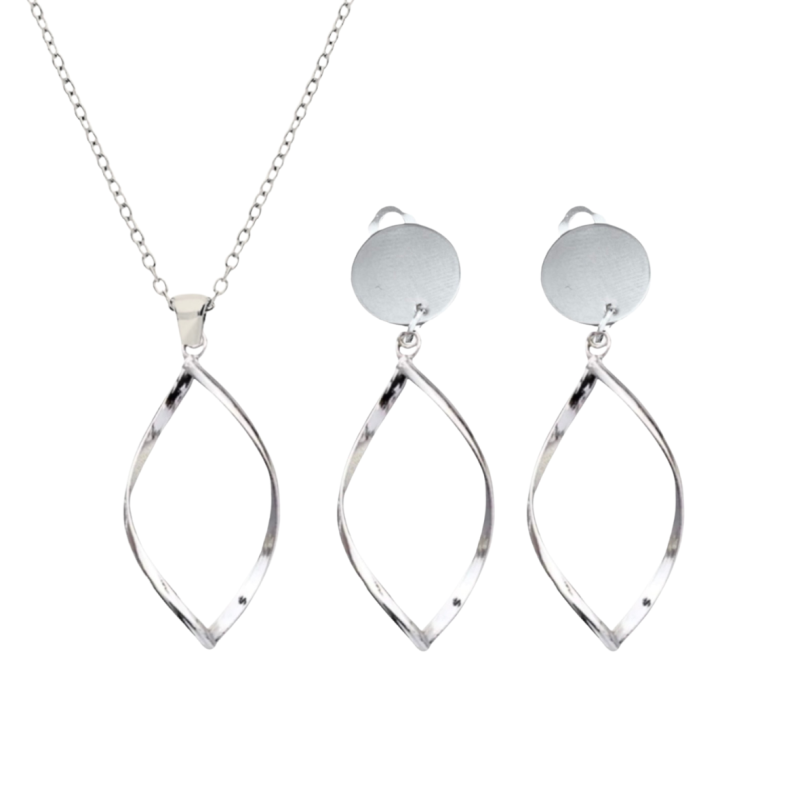 Set Single Twist zilverkleur ketting clip oorbellen