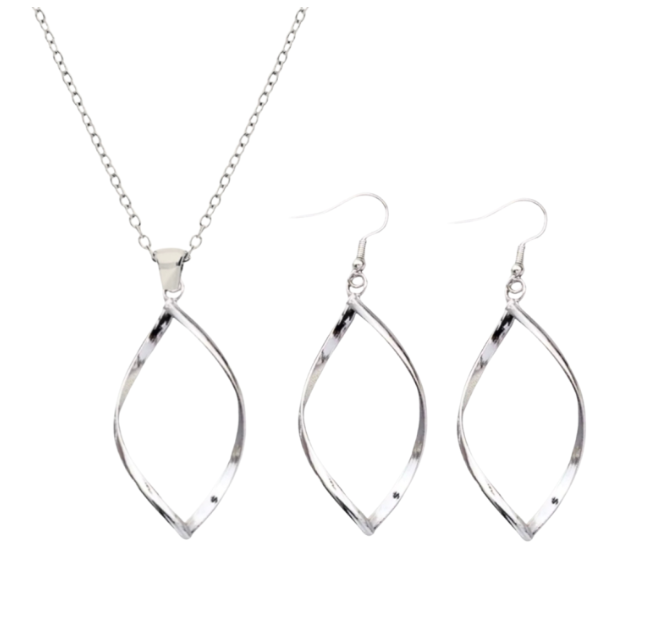 Set Single Twist zilverkleur ketting en oorbellen