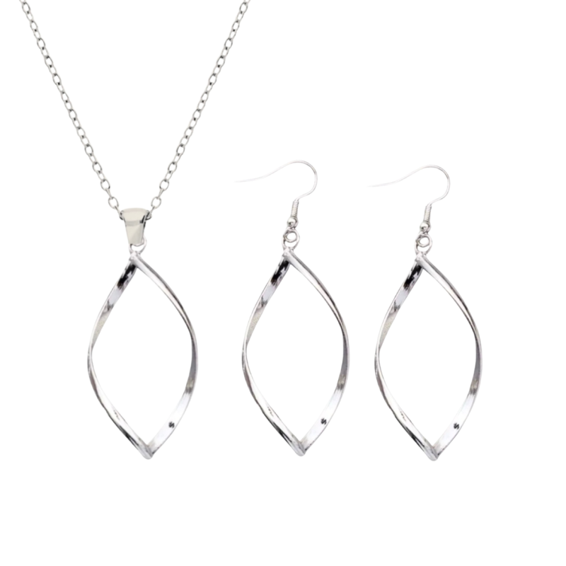 Set Single Twist zilverkleur ketting en oorbellen