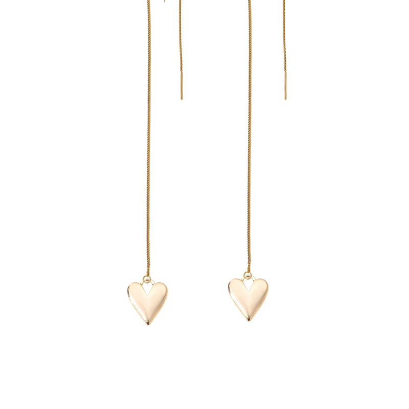 Doortrek oorbellen 14K Gold plating hartje