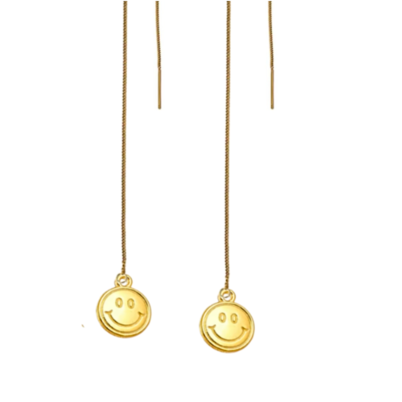 Doortrek oorbellen  14K goud plating Smiley