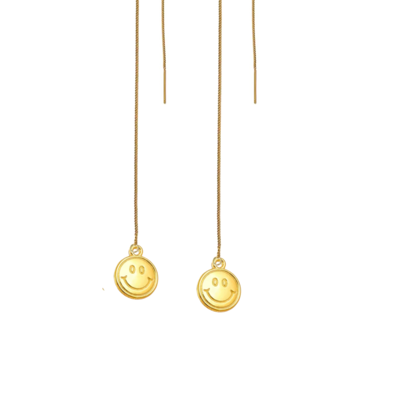 Doortrek oorbellen  14K Gold plating  Smiley