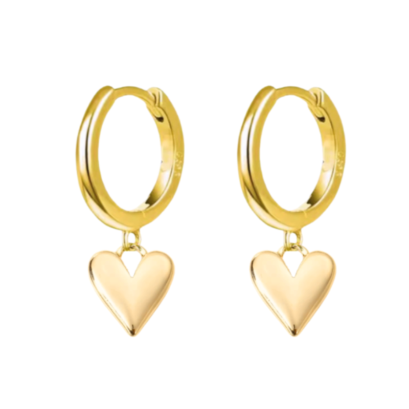Oorringen  14K goud plating hartjes