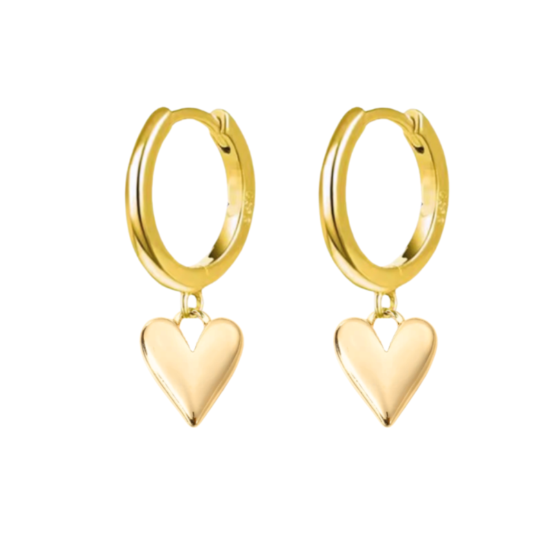 Oorringen  14K gold plating hartjes