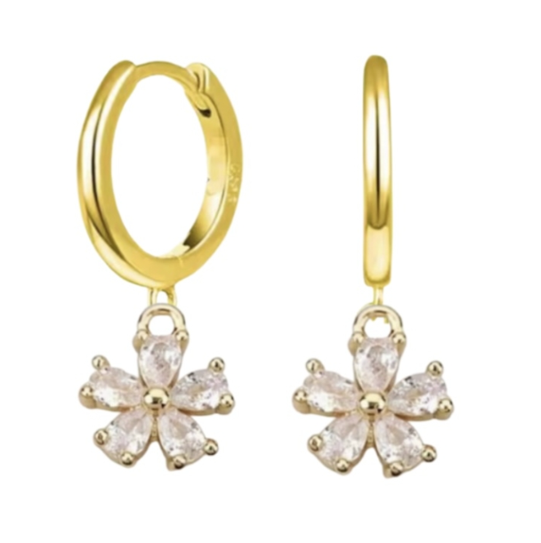 Oorringen 14K goud plating zirkonia bloem