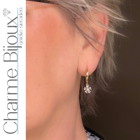 Oorringen 14K gold plating zirkonia bloem