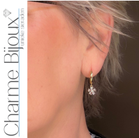 Oorringen 14K goud plating zirkonia bloem