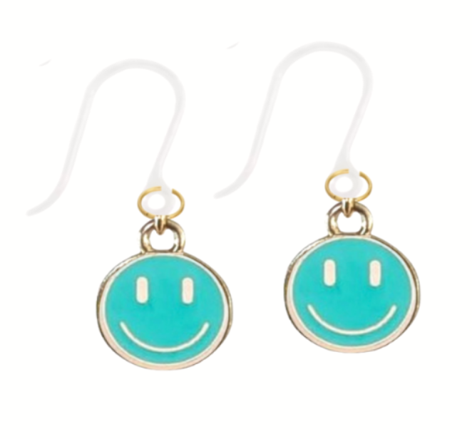 Allergievrij oorbellen Smiley goudkleur Groen