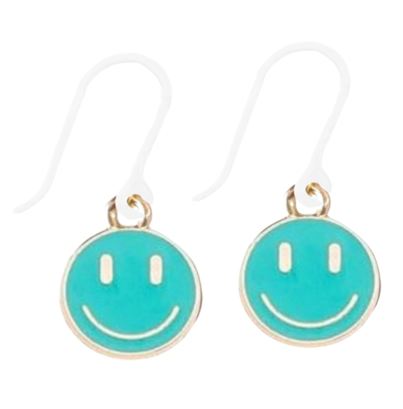 Allergievrij oorbellen Smiley goudkleur Groen