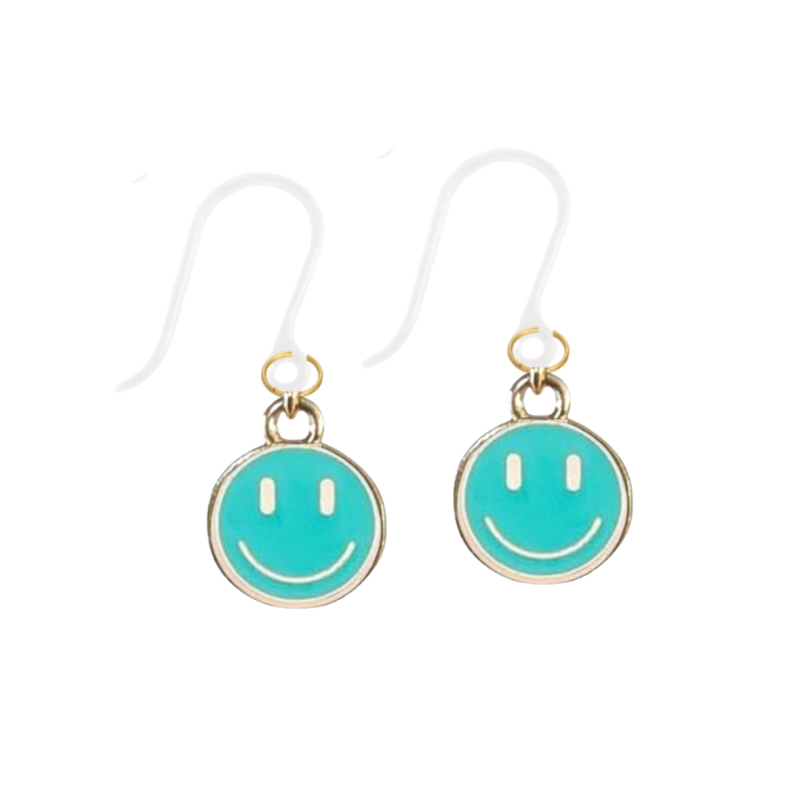 Allergievrij oorbellen Smiley goudkleurig Groen