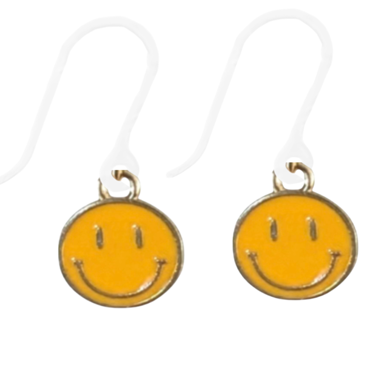Allergievrij oorbellen Smiley goudkleur Geel