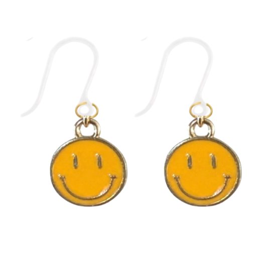 Allergievrij oorbellen Smiley goudkleur Geel