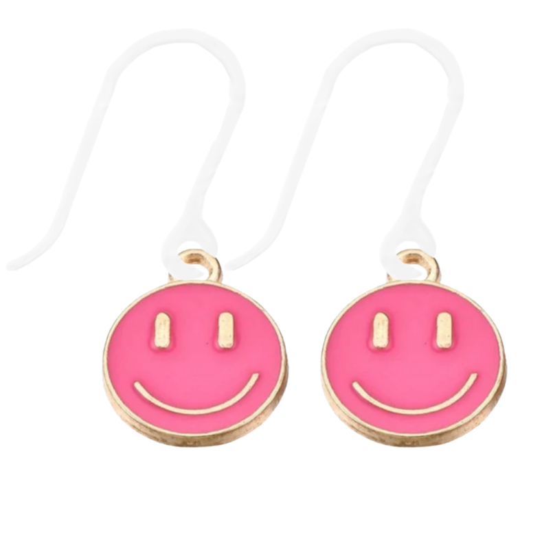 Allergievrij oorbellen Smiley goudkleur Roze