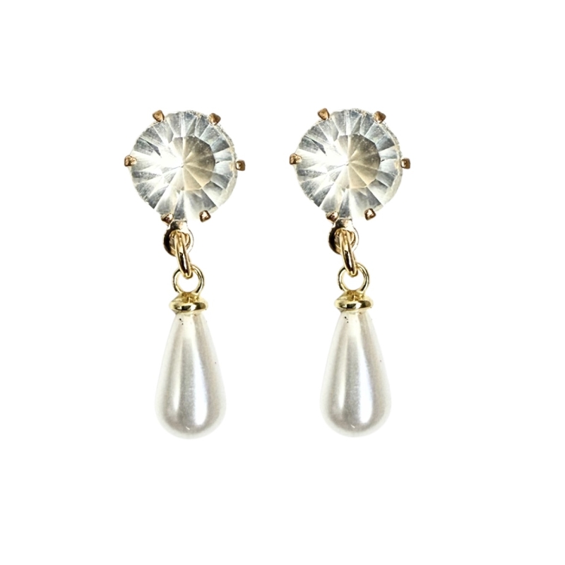 Magneet oorbellen Strass parel hanger