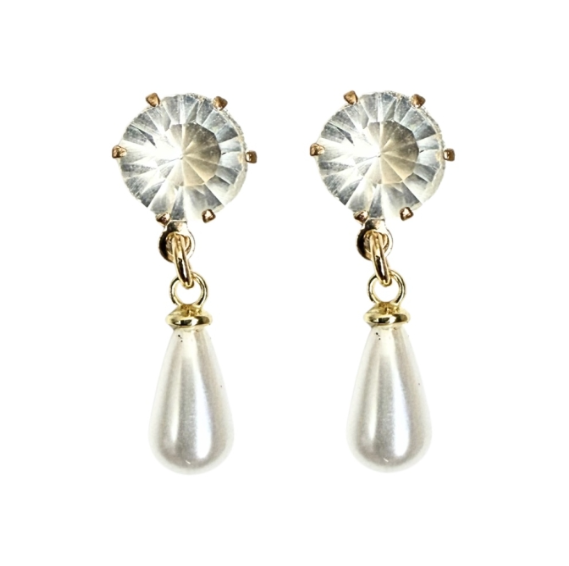 Magneet oorbellen Strass parel hanger