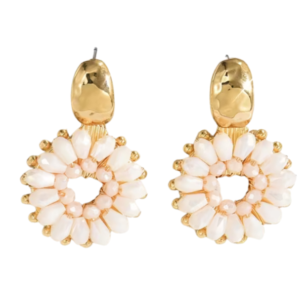 Oorbellen Fleur wit goud plating