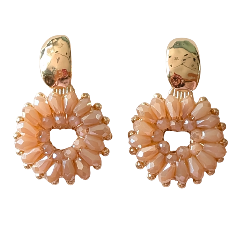 Oorbellen Fleur  Champagne  goud plating