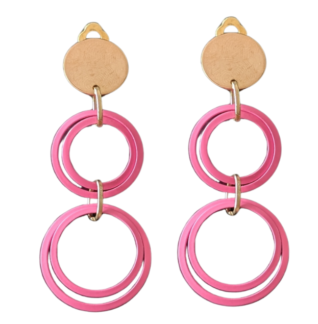 Clip oorbellen Luna roze goudkleur