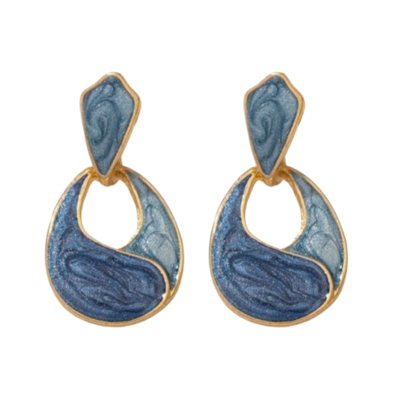 Oorbellen blauw goudkleurig