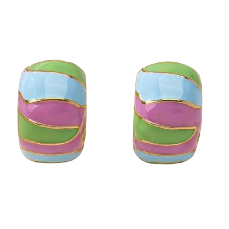 Clip oorbellen Alafina emaille multi goudkleur