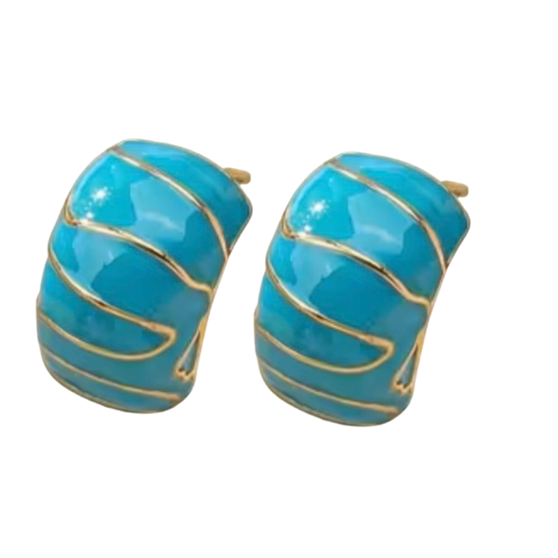 Clip oorbellen Alafina emaille blauw goudkleurig