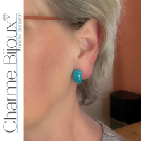 Clip oorbellen Alafina emaille blauw goudkleurig