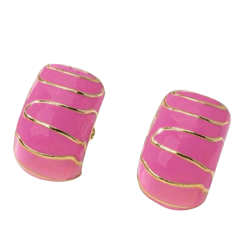 Clip oorbellen Alafina emaille roze goudkleur