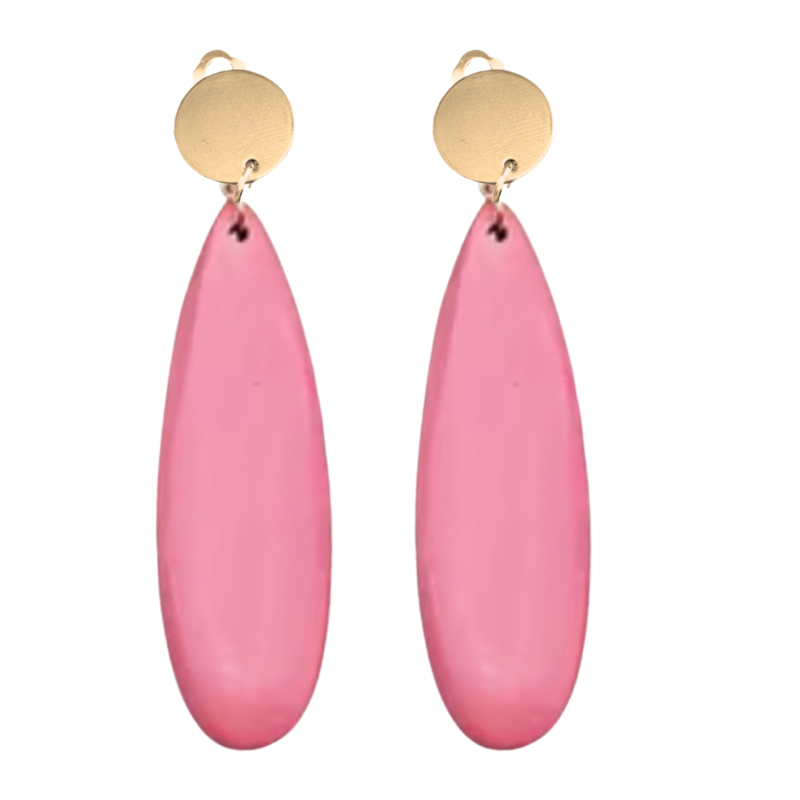 Clip oorbellen Luci hout roze