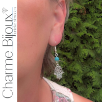 Lange oorbellen Fatima hand Turquoise zilver