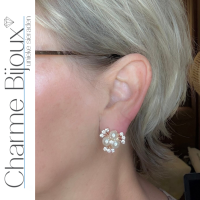 Clip oorbellen parel strass goudkleur 2 cm