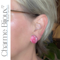 Clip oorbellen roze 2 cm
