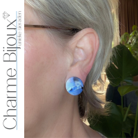 Clip oorbellen blauw 2 cm
