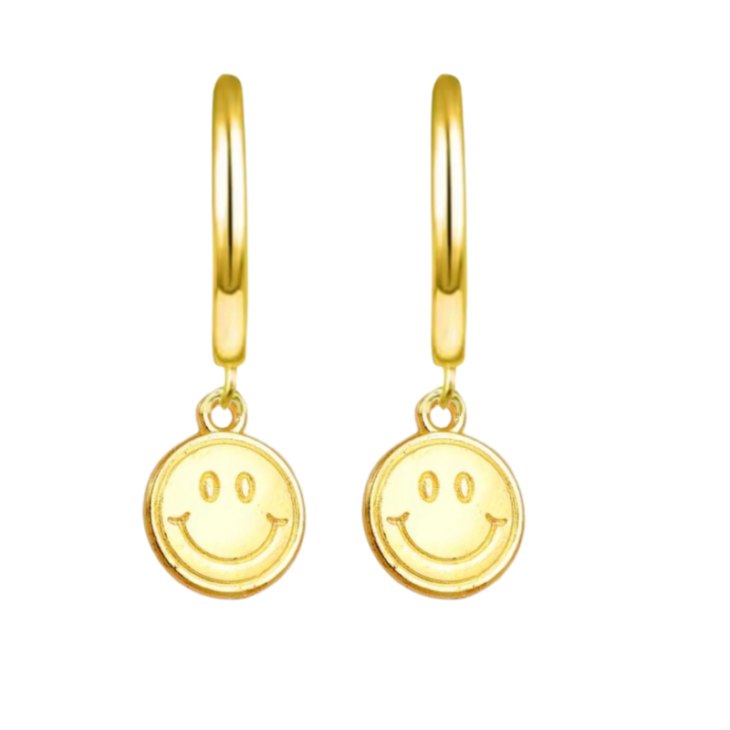 Goud plating Smiley oorringen