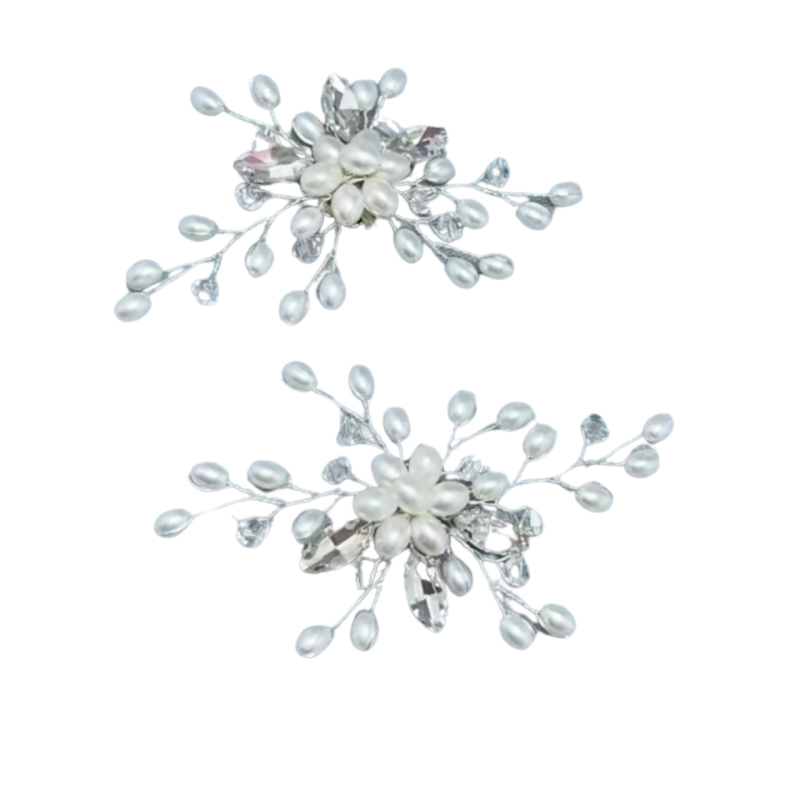 Schoen clips zilverkleur parel