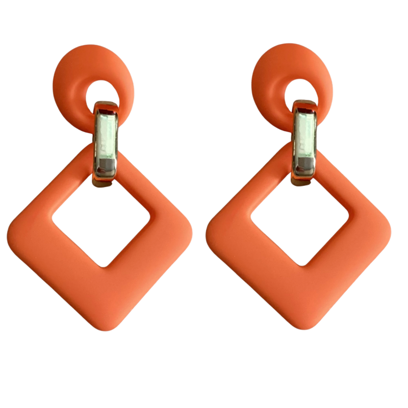 Lange oorbellen goudkleurig solitaire Oranje