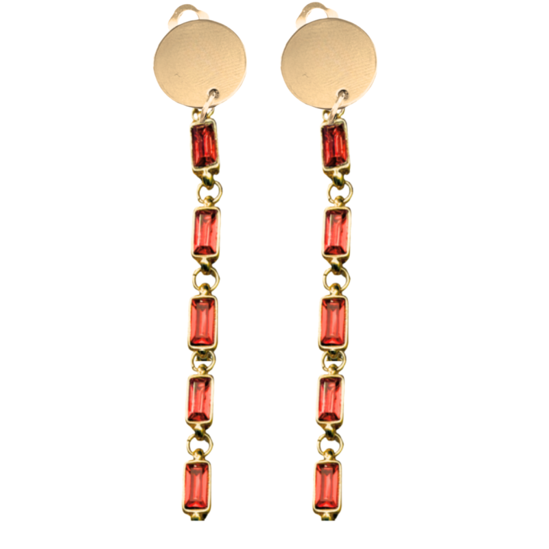 Clip oorbellen Camino goudkleurig Rood 10 cm