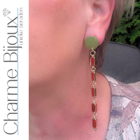 Clip oorbellen Camino goudkleurig Rood 10 cm