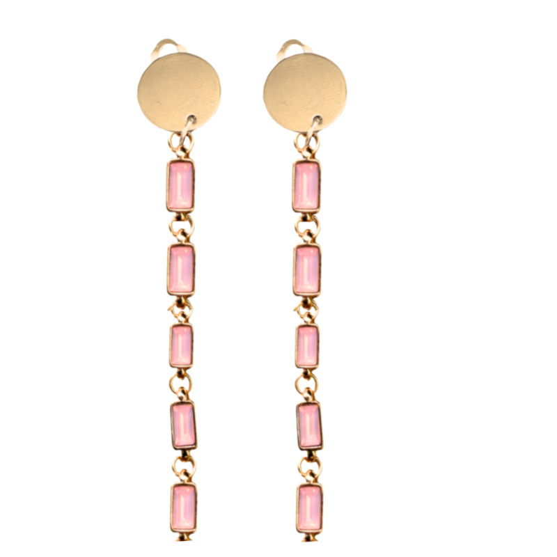 Clip oorbellen Camino goudkleurig Roze 10 cm