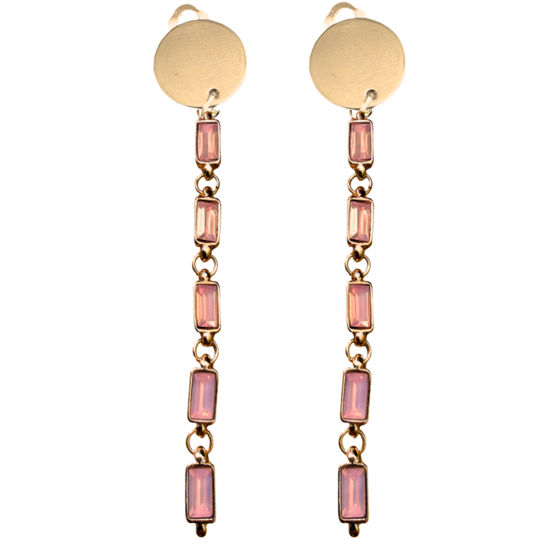 Clip oorbellen Camino goudkleurig Roze 10 cm