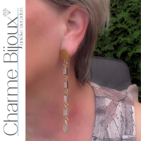 Clip oorbellen Camino goudkleurig Roze 10 cm