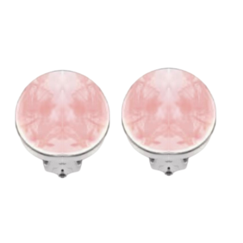 Clip oorbellen pastel roze zilverrand 17 mm