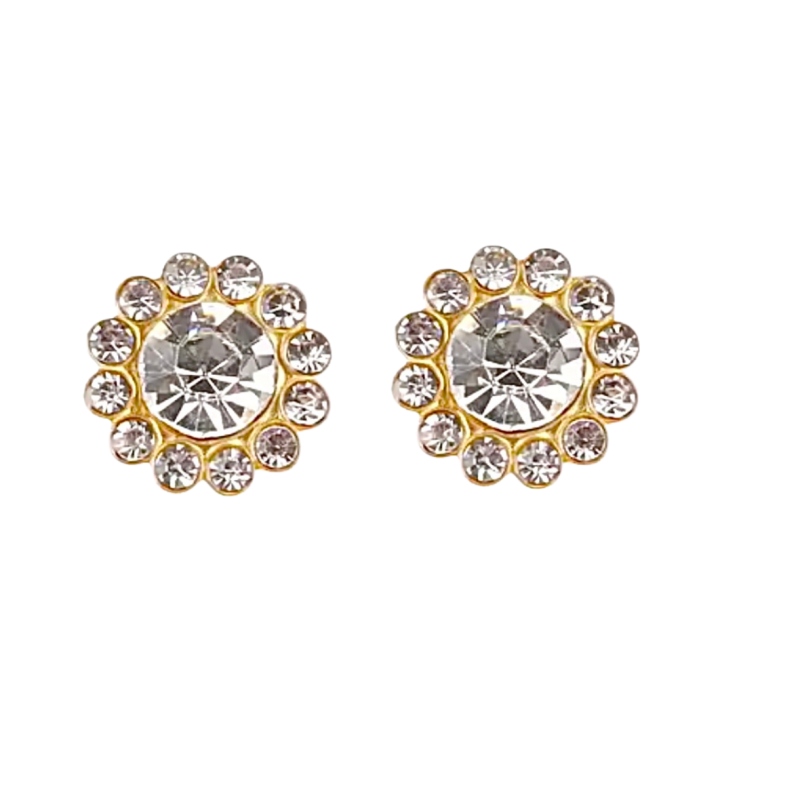Magneet oorbellen goudkleurig strass 10 mm