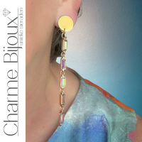 Clip oorbellen Camino goudkleurig Multi 10 cm