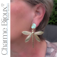 Clip oorbellen goudkleurig Libelle