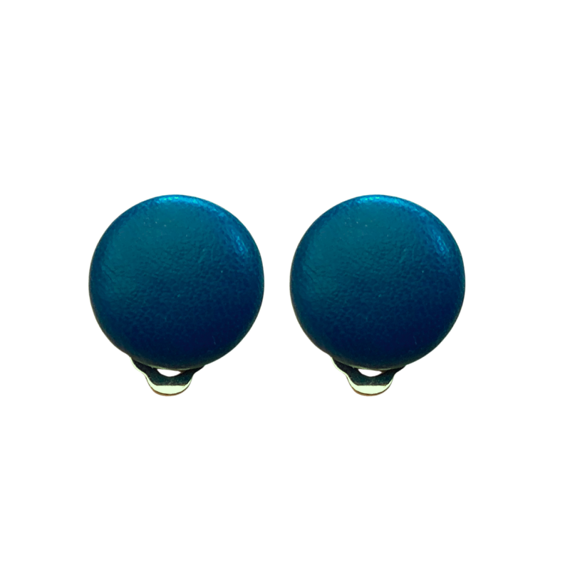 Clip oorbellen Blauw leer 1.5 cm