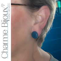 Clip oorbellen Blauw leer 1.5 cm