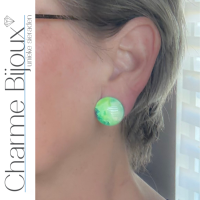 Clip oorbellen Groen 2 cm